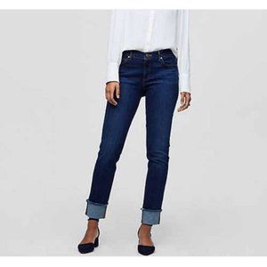 Loft Frayed Cuff Curvy Straight Leg Jeans